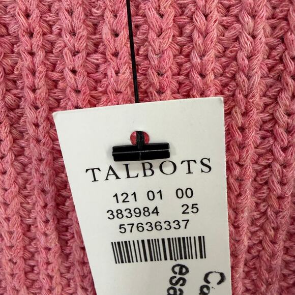 Talbots Shaker Stitch Cardigan Women L Pink Soft Cotton Knit Sweater Chunky Cozy - Picture 13 of 15